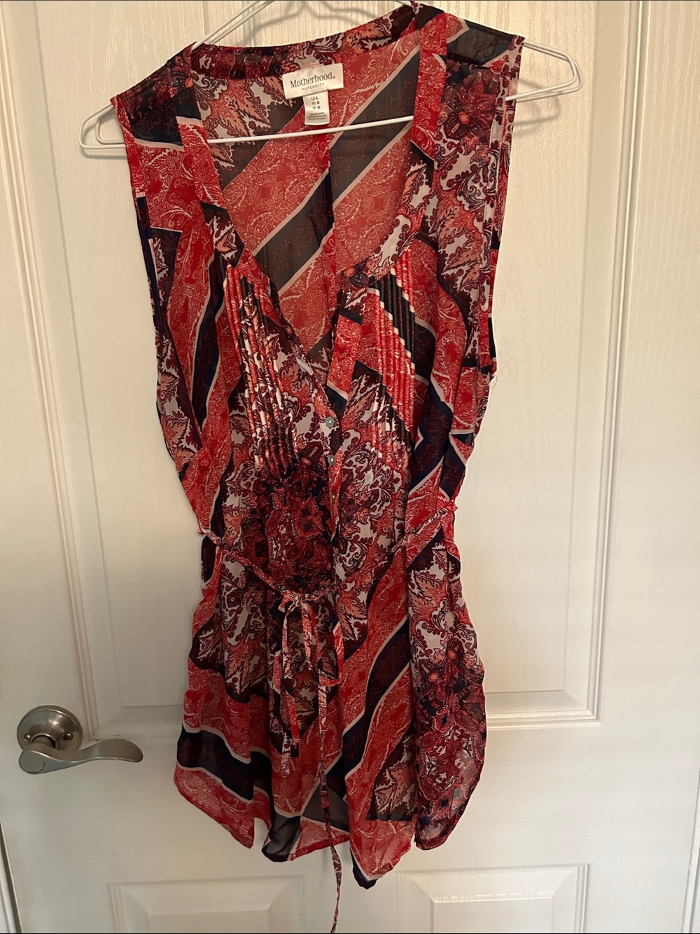 Motherhood Maternity Red and Navy Sleeveless Wrap Camisole